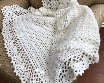 White Christening Baby Blanket