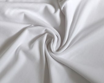 SALE- Fabric- White- 240gsm cotton/elastane jersey ribbing fabric- 25CM + 1FQ