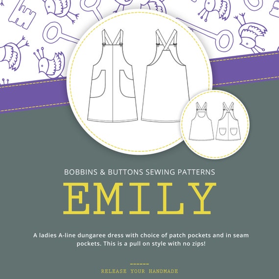 Sewing Pattern Emily Dungaree Dress Ladies Sizes 8 20 Pdf Download Version. Etsy Australia