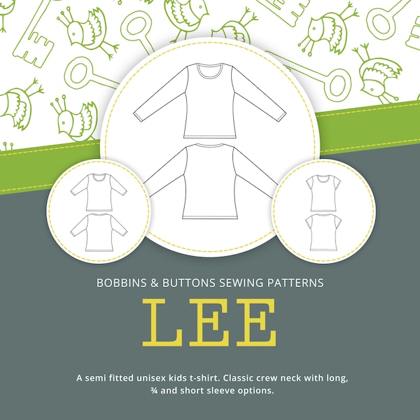Bobbins & Buttons sewing patterns - Lee kids t-shirt- paper version.
