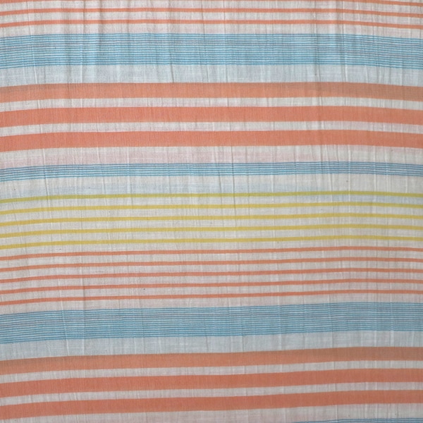 Fabric- Panama stripe - Rustic cotton blend - yellow/coral.