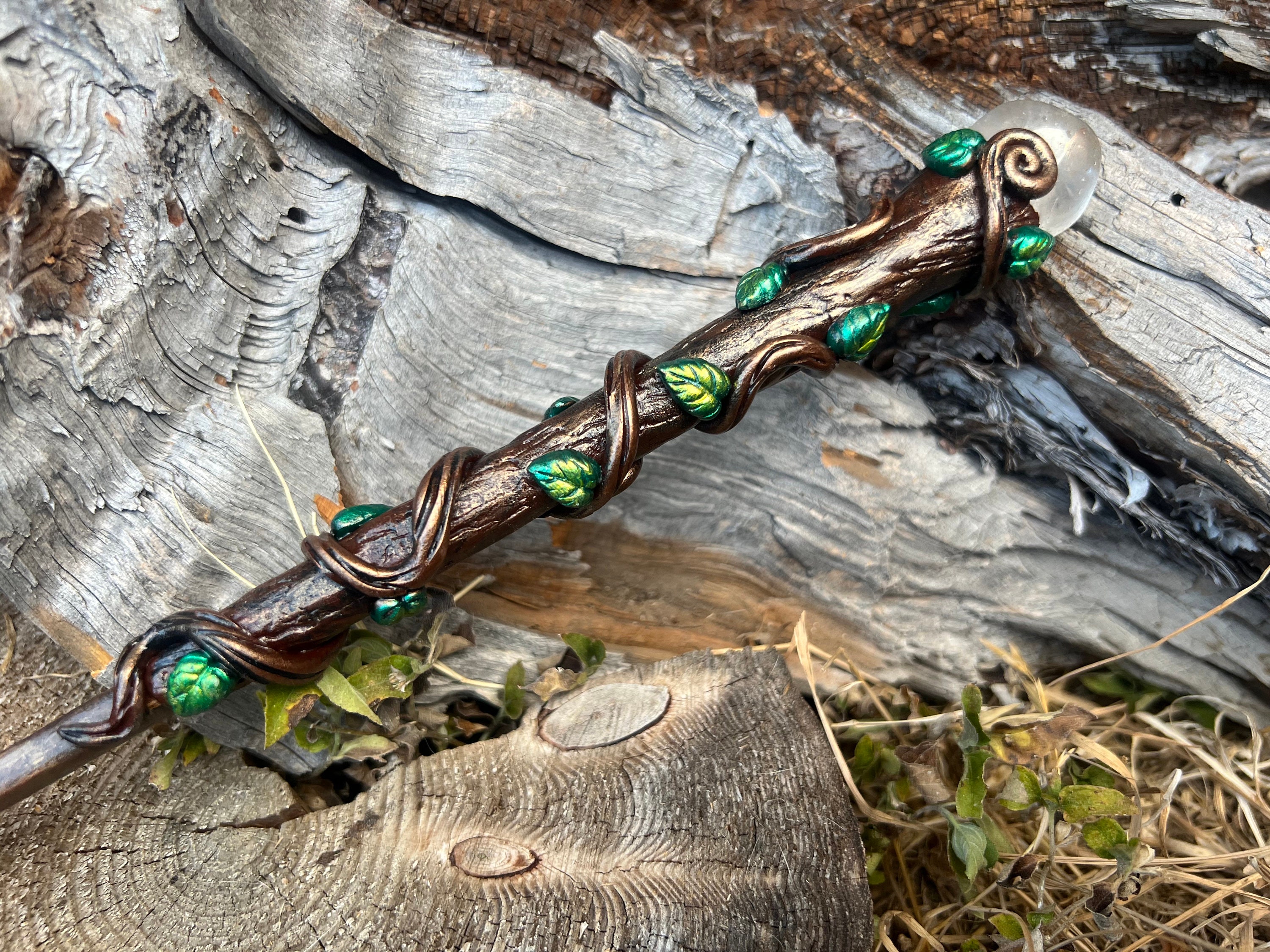 Twisted Vine Crystal Wand fairy Wand wizard Witch Wand nature Wand Etsy