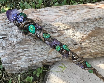 Amethyst Blossom Wand   -Fairy wand-Wizard Witch wand-Nature Wand