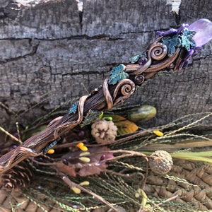 Amethyst Crystal Wand Fairy wand-Wizard Witch wand-Nature Wand image 1