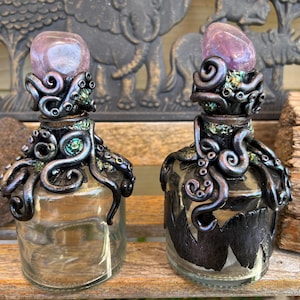 Tentacles Decorated Bottles- Glass Bottles- Potion Bottles- Glass Decoration