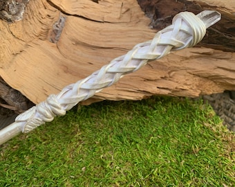 Baguette de cristal blanc à quartz clair -Baguette de fée-Baguette de sorcier blanc-Baguette de nature