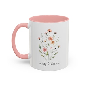 Elegant Floral Accent Coffee Mug | Cute Gift for Coffee Lovers | Kitchen Decor | Personalised Mug | Tea Cup | Morning Joy, Gift for Mom