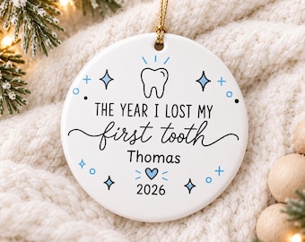 First Tooth Ornament 2026, The Year I Lost My First Tooth, Tooth Fairy Gift for Kids, First Lost Tooth Keepsake, Christmas Ornament Kids