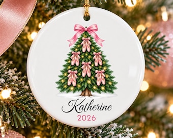 Personalized Ballet Ornament 2026, Ballerina Christmas Ornament, Custom Dancer Gift, Ballet Shoes Ornament, Dance Recital Gift for Girl