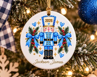 Personalized Boys Christmas Ornament Gift Nutcracker Man Boys First Christmas Ornament Teen Boy Christmas Gift Personalized Boy Gift Tag