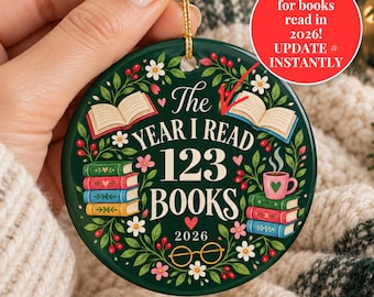 Personalized Book Group Ornament Gift For Book Lover Book Tracker Sign Personalized Reading Counter Books Read This Year Custom Bookish Gift
