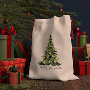 Christmas Gift Bag, Merry Christmas Favor, Holiday Decoration, Reusable Gift Pouch, gift for women, holiday decor, fun gift