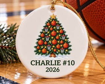 Basketball Ornament Personalized with Name Player Coach Team Gift Sports Christmas Keepsake for Boys Girls, gifted basketballer season gift