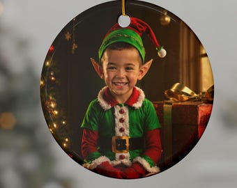 Kids Photo Ornament Elf Ornament Kid's Christmas Ornament Personalized Christmas Ornament Keepsake Kids Christmas Gift 24 day kit Elf