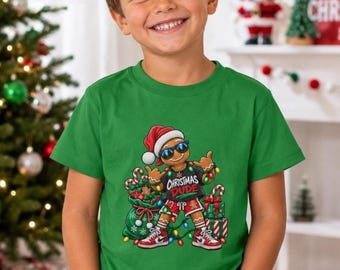 Kids Youth Christmas Shirt Gingerbread Man tshirt  Kids Christmas Shirt Christmas Tee Boy Holiday Outfit, Christmas Custom Outfit Kids Shirt