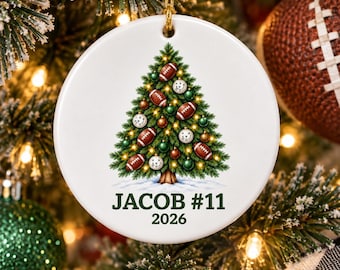 Personalized Football Christmas Ornament, Custom Sport Player Ornament, Kids Christmas Gift, Football Player Gift, Football Team Gift