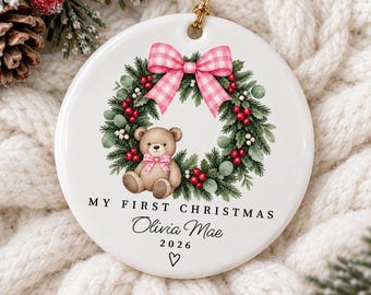 Baby Girl First Christmas Ornament, Girls First Xmas Ornament with Baby Name, Personalized Baby Girl Keepsake Ornament 2026