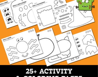 Kids Halloween Activity Bundle Coloring Pages Halloween activities prek download Kids Printable Halloween Fun kids halloween Coloring pages