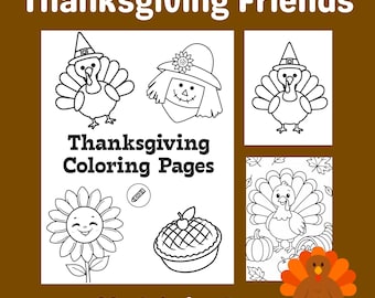 Thanksgiving Coloring Pages for Kids, Fall Activity (Digital Download)