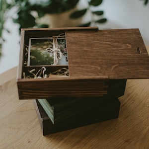 Set of 10 Wooden Boxes For 5x7 Prints & USB flashdrive Packaging For Wedding Photographers image 1