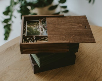 Set of 10 Wooden Boxes For 5x7 Prints & USB flashdrive | Packaging For Wedding Photographers