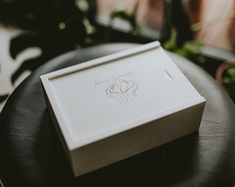 Naturholz-Aufbewahrungsbox für Fotoanzeige und Organisation von Andenken, minimalistische handgefertigte Box für rustikalen Wohnakzent, personalisierte Geschenkidee