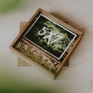 Set of 10 Wooden Boxes For 5x7 Prints & USB flashdrive Packaging For Wedding Photographers image 3