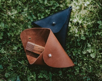 Set of 5 Leather Pouches | Honey Brown | For USB + USB flashdrive | Packaging For Wedding Photographers