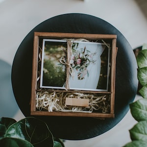 Wooden Photo Box For 5x7 (13x18 cm) prints and USB drive, Proof Box, Wedding Photo Box, Memory Box, Wedding Photography Box