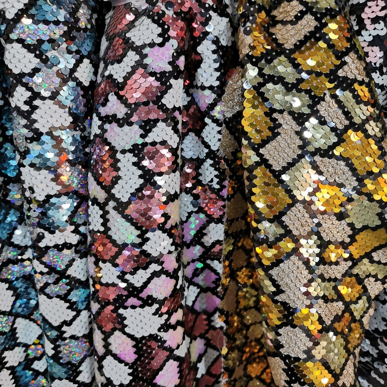 Multicolor sequin fabric Mosaic Sequin fabric High quality Etsy