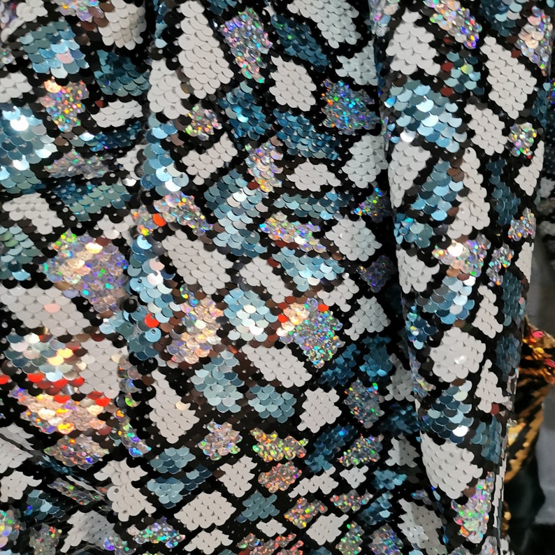 Multicolor sequin fabric Mosaic Sequin fabric High quality Etsy