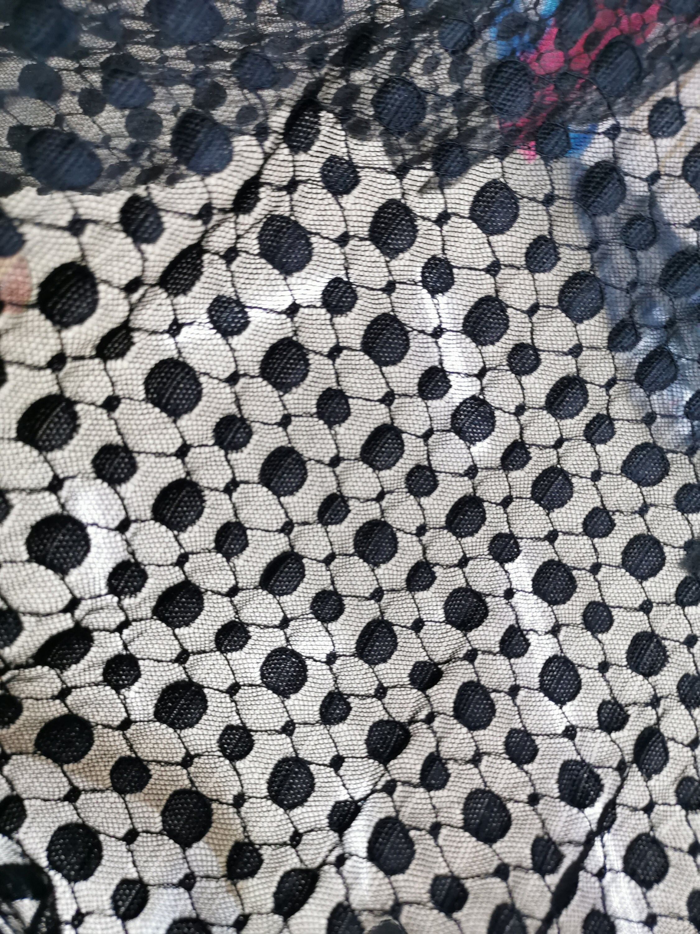 Black polka dots fabric Polka dot lace black soft mesh for | Etsy