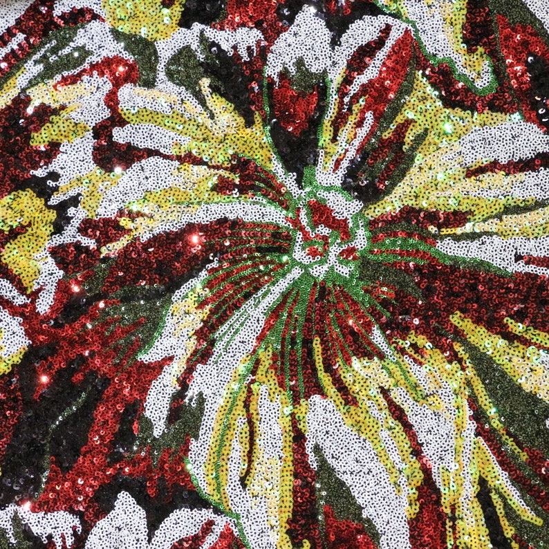 High quality sequin fabric with floral design Multicolor Etsy