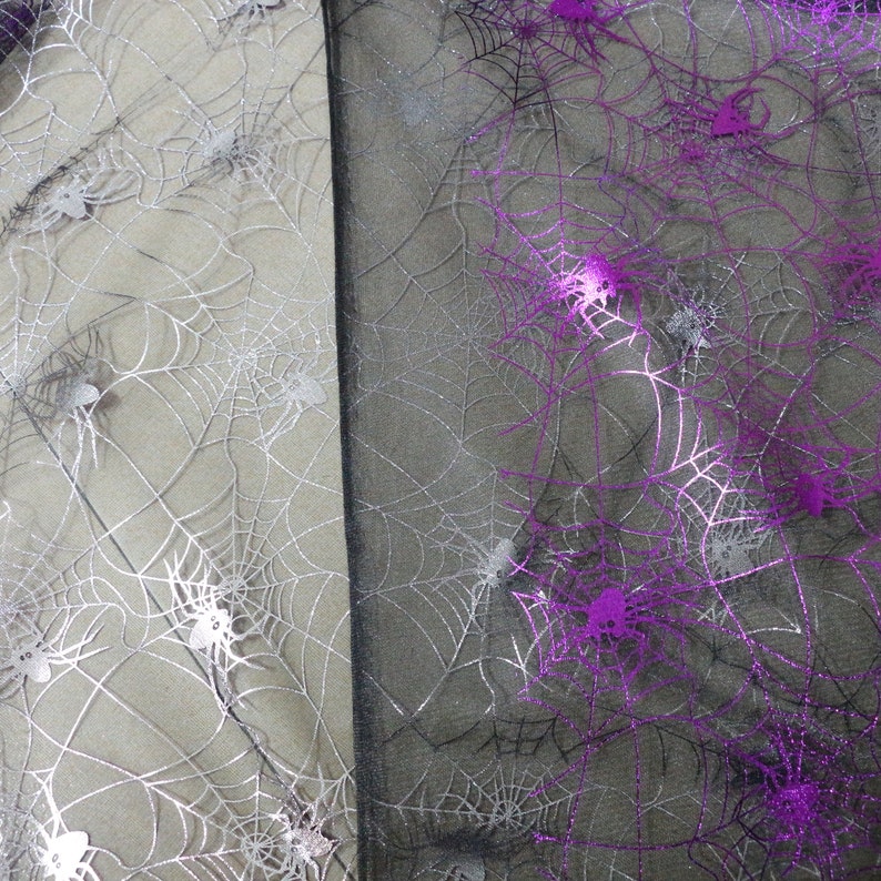 Spider web fabric in 2 colors silver spider web mesh Etsy