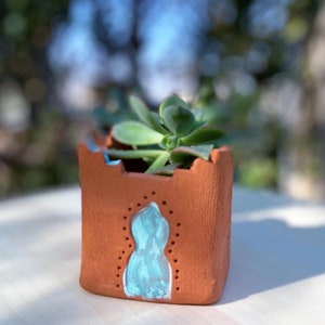Ceramic succulent planter gift, Pottery Houseplants, Small ceramic planter, Handmade small plant pot, Succulent Lover Gift, Israeli art gift