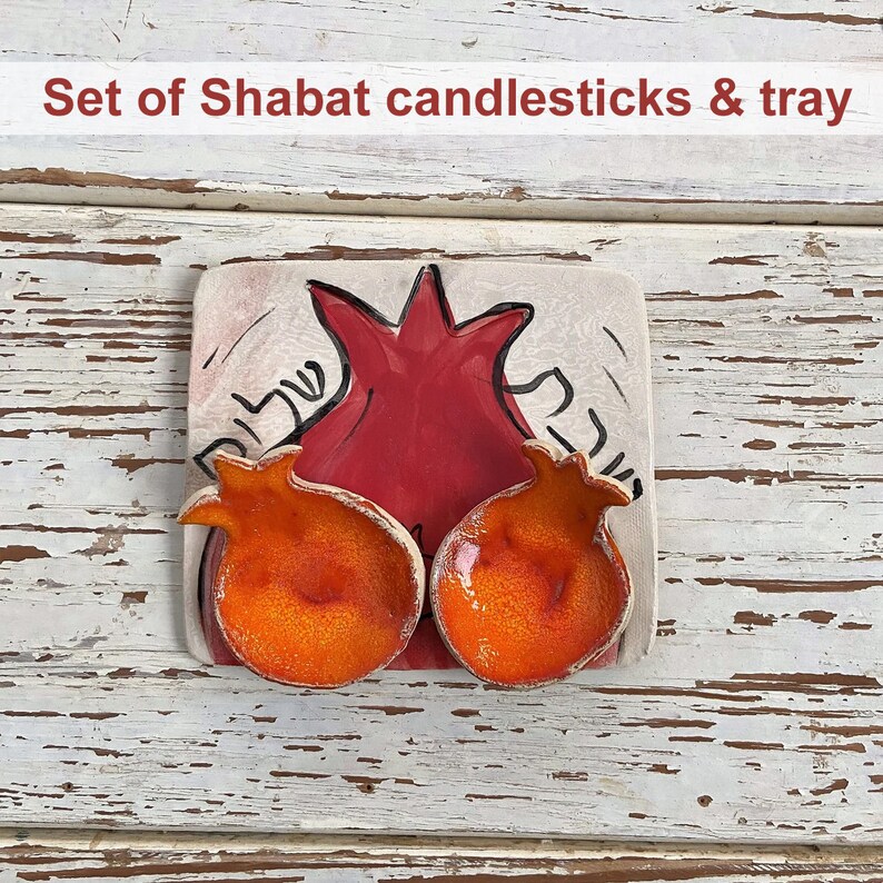 Ceramic Shabbat Candlestick With Tray Shabbat Candleholders Etsy