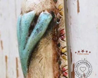 Caja Mezuzah de cerámica hecha a mano, hecha en Israel, regalo de boda judío, regalos judíos hechos a mano de Israel, judaico rústico, arte judío de cerámica