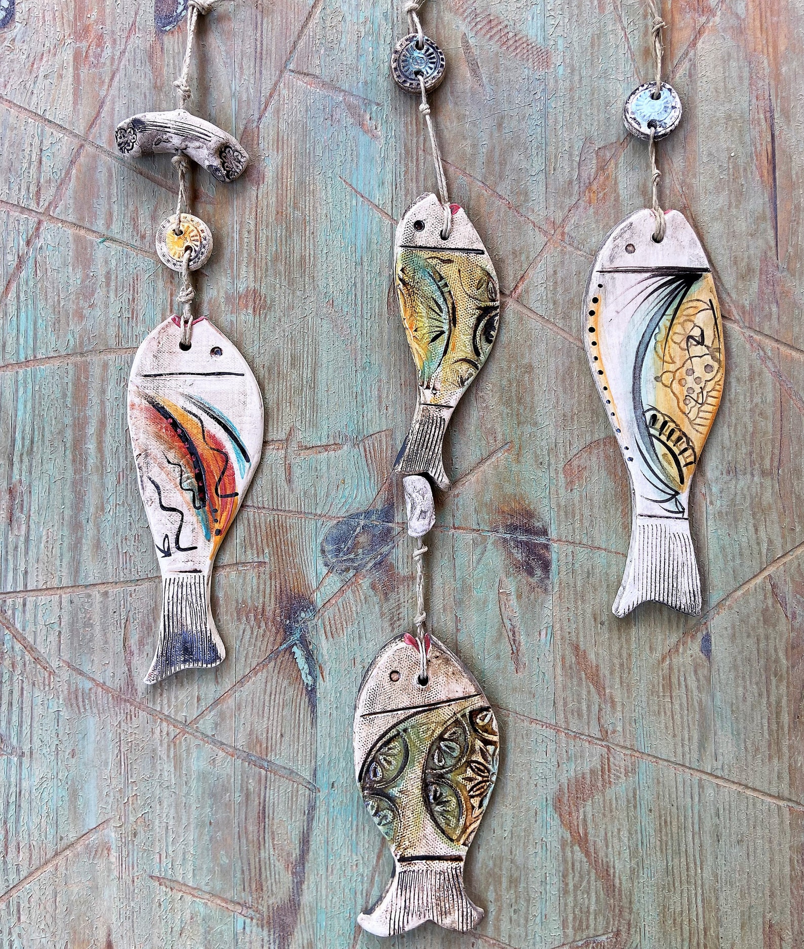 Ceramics Fish Hanging Wall Hanging Ceramic Ornament Home Etsy