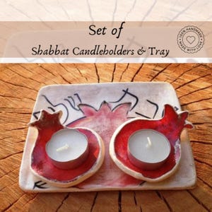 Keramik Shabbat Kerzenständer mit Tablett, Shabbat Kerzenhalter, Hochzeitsgeschenk, Jüdische Verzierung, Handgefertigte Keramik, Einzigartige Keramik Kerzenhalter
