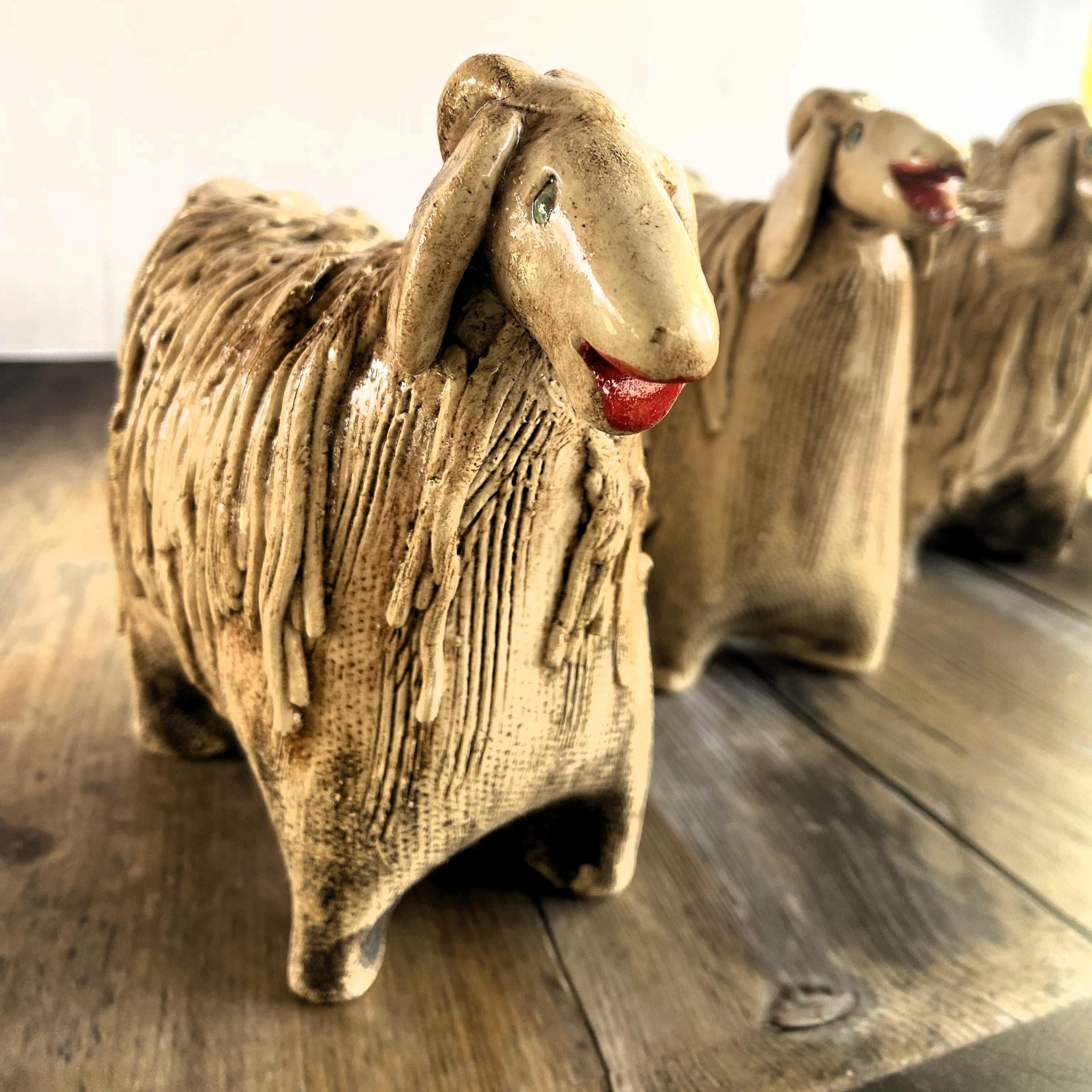 Handmade Ceramic Sheep Sculpture, Rustic Israeli Art, Farmhouse Decor ...
