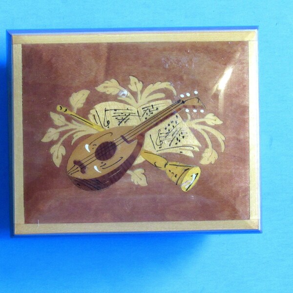 Wood Music Box - Beautiful Inlaid Wood Musical Instruments - Winds up to Play "Dance of the Sugar Plum Fairy"