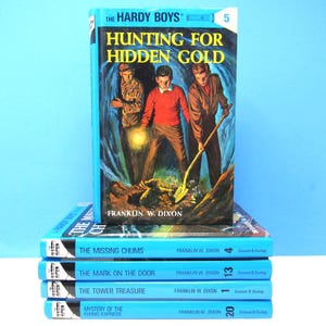 This is a Set of 5 Vintage Hardcover Hardy Boys Books by Franklin W. Dixon, A Great Collection!