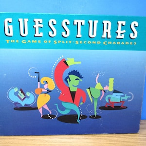 Guesstures Game Complete Board Game 1990 - Split Second Charades, ages 12+, 4 or More Players