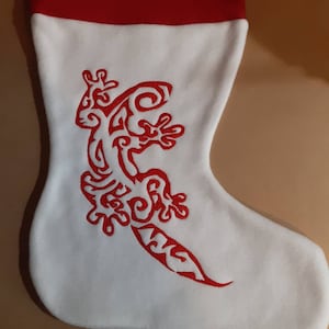 Custom embroidered Gecko Pet Christmas stocking, can be personalized