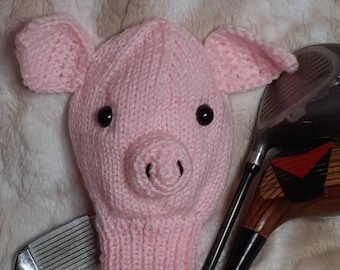Hand Knit Pig Golf Club Cover