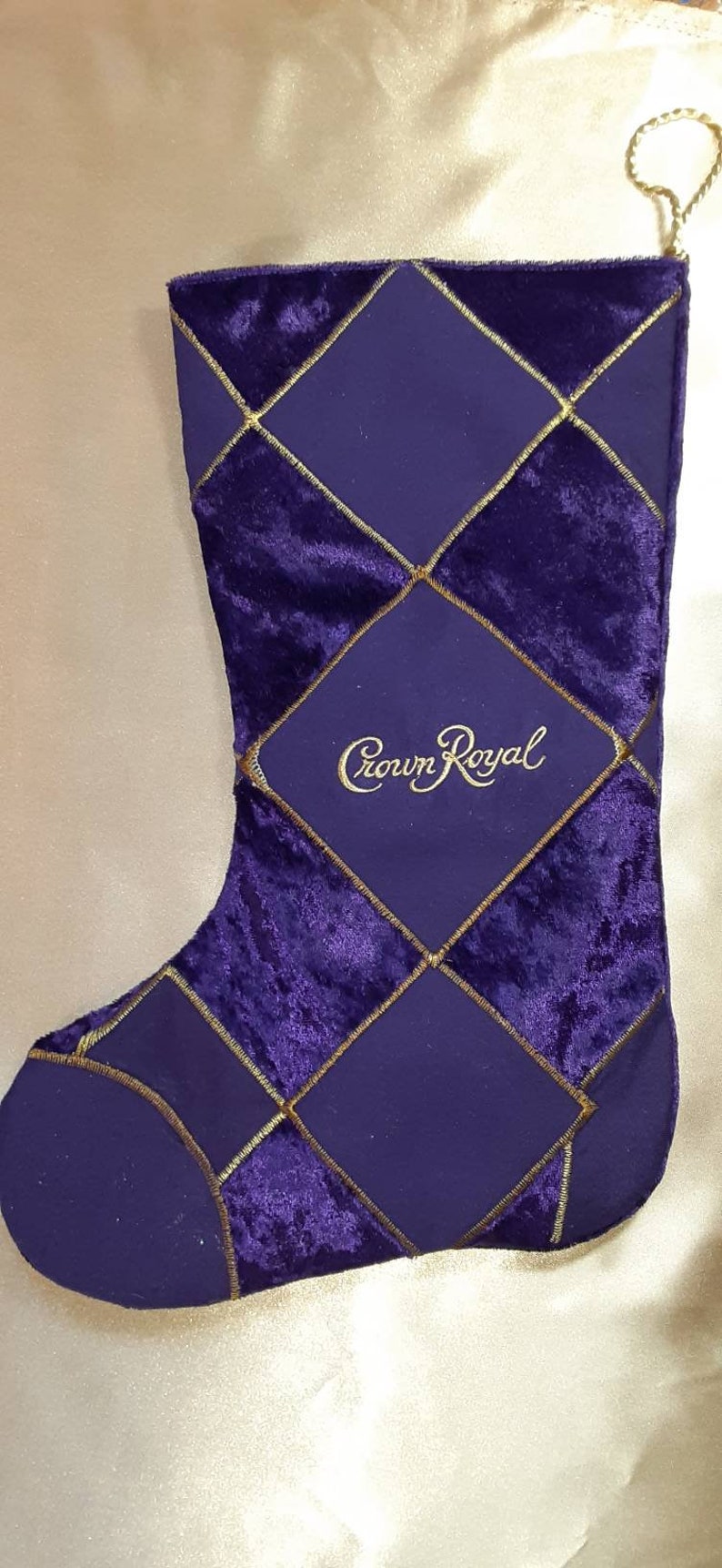 Crown Royal Bag,Purple velvet Christmas stocking image 1