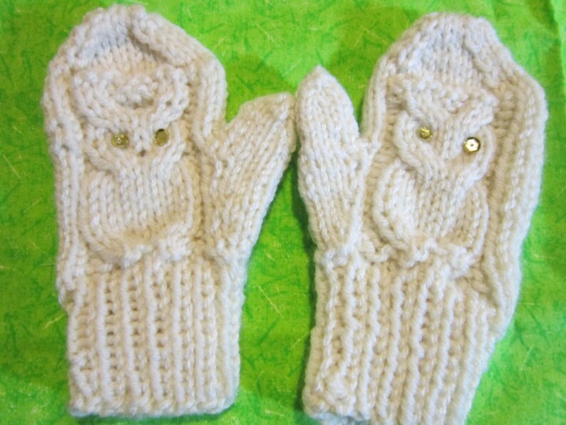 Mittens Pattern Pdf Knitted Owl Mittens. 3 Sizes for Children Etsy
