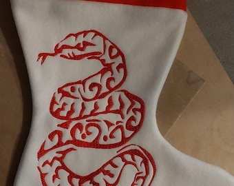 Custom embroidered snake Pet Christmas stocking, can be personalized