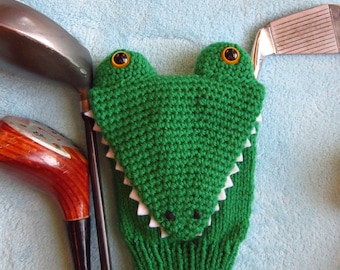 Hand Knit Alligator Crocodile Golf Club Cover