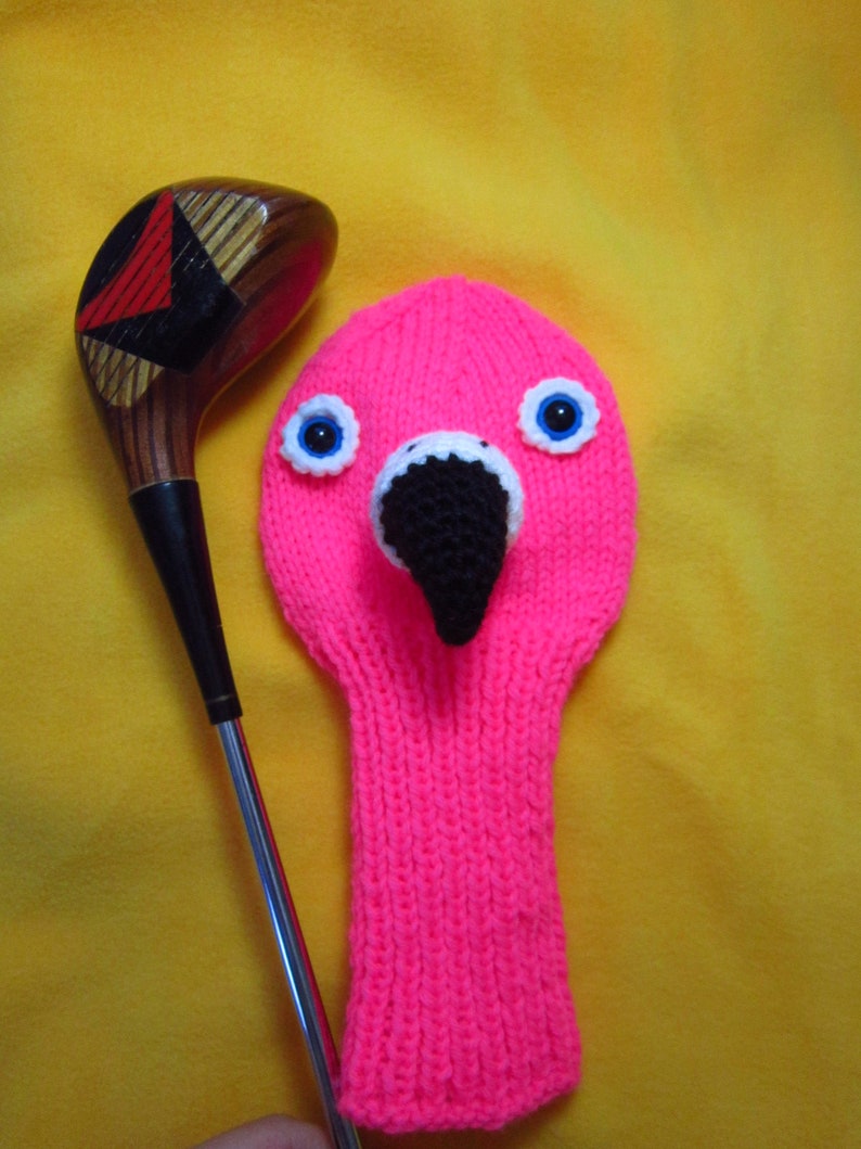 Hand Knit Flamingo Golf Club Cover Etsy